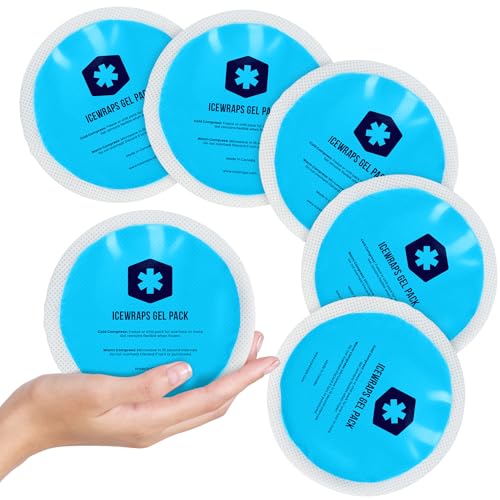 ICEWRAPS 4 inches Round Reusable Ice Packs with Cloth Backing, 5-Pack Blue - color: Blue