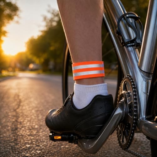 Pair Safety Strap Armband Men’s Bike Safety Gear Vest for Men Reflective Wristbands for High Visibility - color: Orange