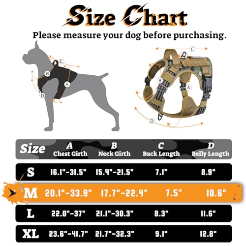 rabbitgoo Tactical Dog Harness Medium Sized, No Pull Service Pet Vest - color: Brown Camo, size: M(chest:20.1"-33.9",neck:17.7"-22.3",back:7.5")