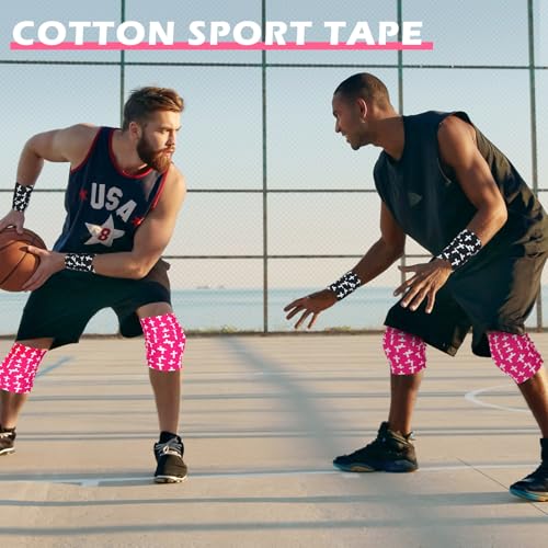 TrelaCo 1 Pcs Cross Wrist Tape Christian Athletic Tape, Rose Red with White - color: Rose Red With White
