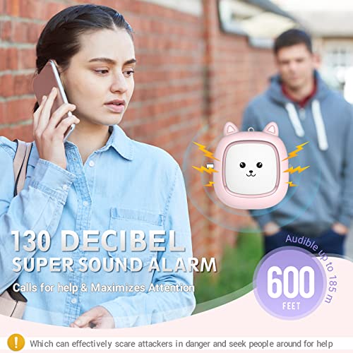 Safe Sound Personal Alarm, 130 dB Loud Siren Song Emergency Security Alarm Keychain with LED Light, Personal Sound Safety Siren for Women, Men, Children, Elderly(Pink) - color: Pink