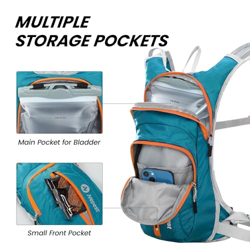 Nepest Hydration Pack Backpack with 2L Water Bladder Reflective Lightweight - color: Teal