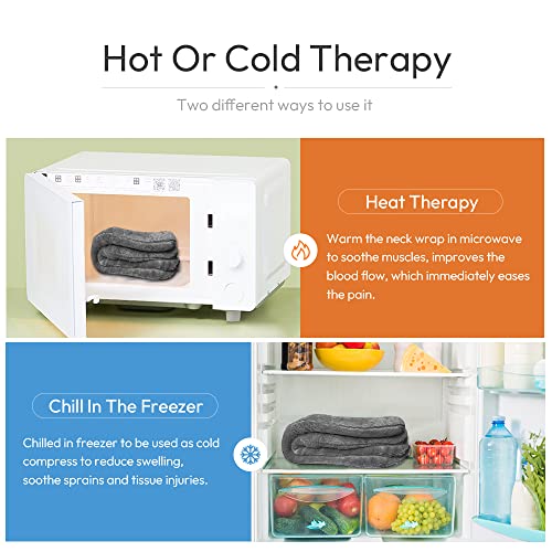 MORLIDEN Microwavable Neck Wrap Warmer&Shoulder Weighted Hot Cold Compress - color: Dark Gray, size: 1 Count (Pack of 1)