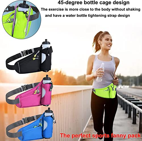 Waterproof Running Waist Bag Cycling Bumbags with Water Bottle Holder Travel Walking Dog Climbing Hiking Outdoor Sport Waist Bag with Reflective Strips(Green) - color: Green