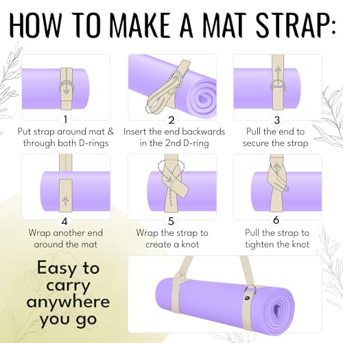 TECEUM 2 IN 1 Yoga & Mat Strap for Stretching – Cotton – 6/8/10 ft - color: Beige, size: 6 ft