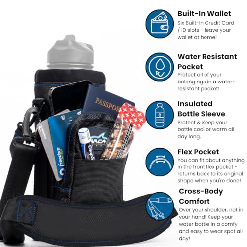Arca Gear 40 oz Hydro Carrier - Insulated Water Bottle Sling w/Carry Handle, Shoulder Strap, Wallet and Two Pouches - The Perfect Flask Accessory (Digital Camo) - color: Digital Camo