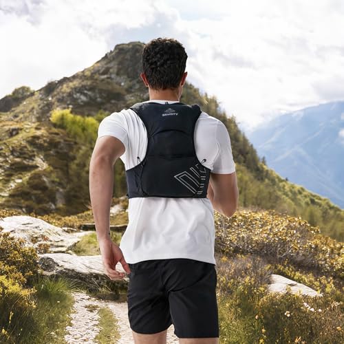 Running Hydration Vest 5L, Running Backpack with 2x500ml Soft Flask - color: Black, size: Small