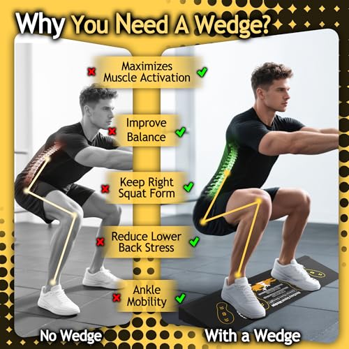 Squat Wedge Height-Adjustable Slant Board: 2Pcs Wide Wedges for Weightlifting Leg Glute Workout Improve Strength and Mobility for Gym Home - size: Large*2