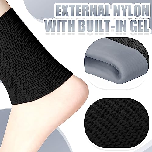 Zomiboo 2 Pcs Ankle Gel Sleeves Padded Sock Compression Brace Skating,Black - color: Black
