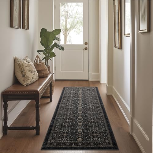 Ruaruarug Hallway Washable Runner Rug 2×6, Ultra Soft, Black Grey - color: Dark Gray, size: 2' x 6' (Rectangular)