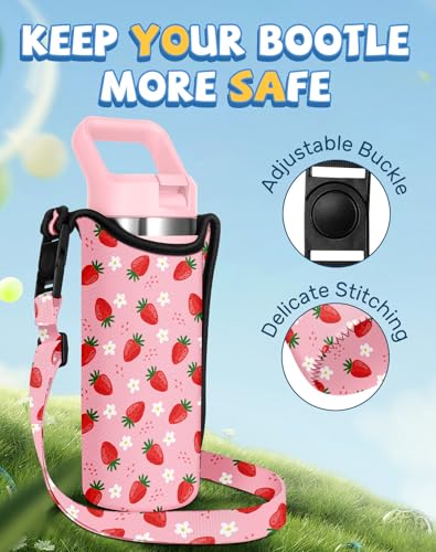 Miss Adola Kids Water Bottle Carrier, 14-20 Oz, Strawberry - color: Strawberry, size: Fits for 14-20 oz