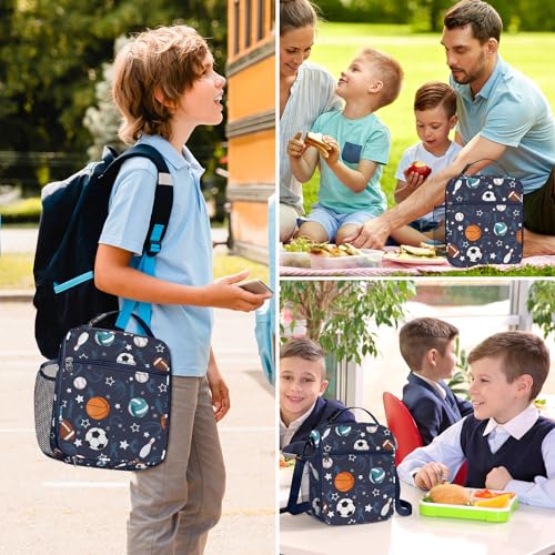 Clastyle Car Insulated Kid Lunch Bag for Boy Lunch Box, Basketball Football - color: Ball