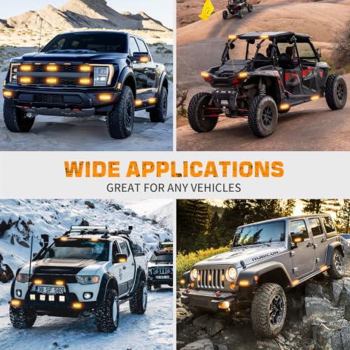 XRIDONSEN 8PCS Sync Grill Strobe Lights 32 LED Amber Lights for Trucks - color: Amber