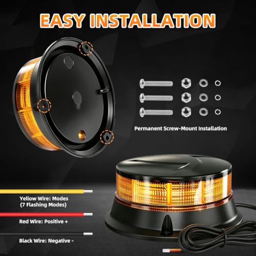 1Pcs Led Beacon Light Amber Emergency Strobe Lights - color: Beacon Light - C
