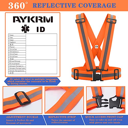 AYKRM 9 color High Visibility Reflective Vest Running Gear High Vis Adjustable Safety Vest - color: Orange