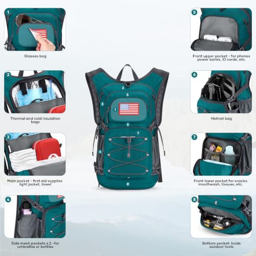 Maelstrom Lightweight Hydration Hiking Backpack with 2L/3L Water Bladder - color: 6.Cyan, size: 3L Bladder