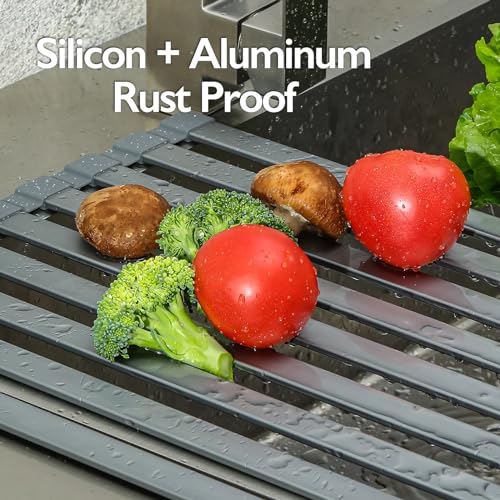Mistifi Over-Sink Roll-Up Dish Drying Rack,Aluminum
