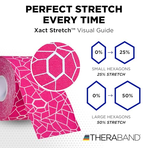 THERABAND Kinesiology Tape, Knee, Athletic, Shoulder, Roll, 2", Pink/White - color: Pink/White, size: 2" x 16.4, style: 1 Roll