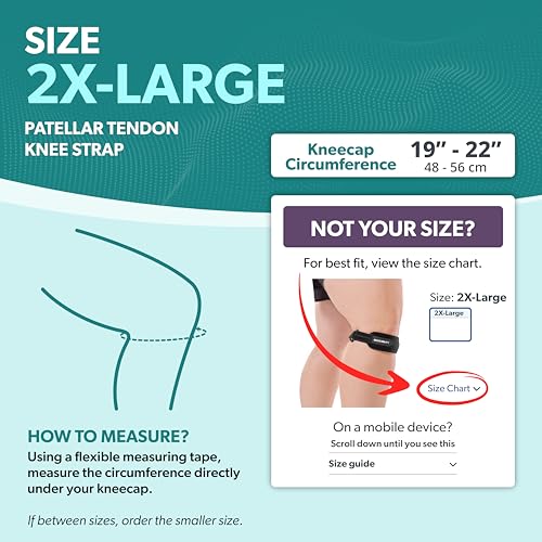 BraceAbility Patellar Tendon Support Strap - Knee Stabilizer Brace with Adjustable Band for Patella Tendonitis, Osgood Schlatter, Soccer, Basketball, Running, Jumper's Knee, Tennis, Volleyball (2XL) - size: 2X-Large