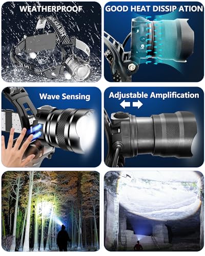 Headlamp Rechargeable, 120,000LM Super Bright LED Head Lamp Flashlight