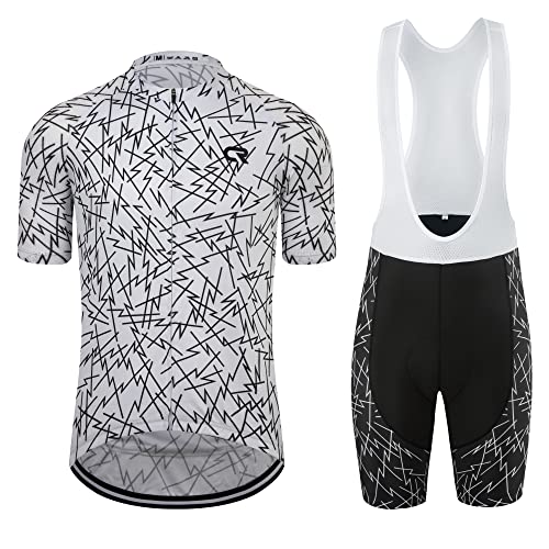 Coconut Ropamo CR Men's Cycling Jersey Set Road Bike Jersey Zipper Pocket Bib Shorts with 4D Padded Cycling Clothing Set - color: 1031, size: Medium