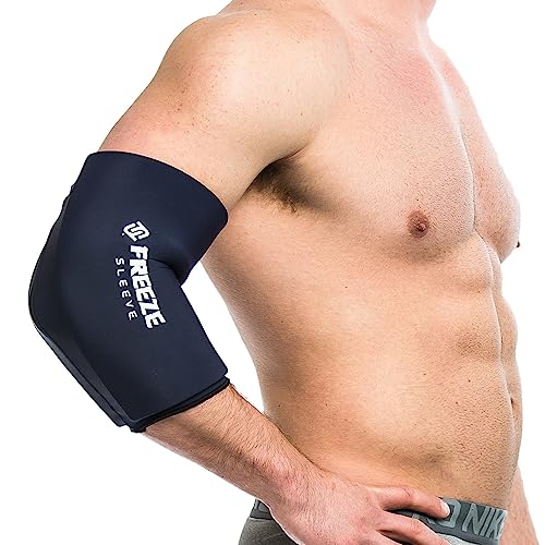 FreezeSleeve Ice & Heat Therapy Compression Sleeve- Reusable, Flexible Gel Hot/Cold Pack, 360 Coverage for Knee, Elbow, Ankle, Wrist- Black, X-Small