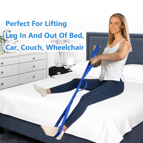42 Inch Leg Lifter, Leg Lifter After Hip Replacement, Leg Lifter for After Knee Surgery, Leg Lifter Strap Rigid with Multi Loops, Leg Lifters Getting Legs in and Out of Bed, Car, Couch, Wheelchair - color: Blue