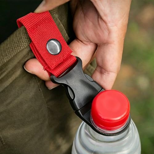 pson 4Pcs 1.37 Inch Portable Water Bottle Clip Holder, Hanging Bottle Buckle Keychain Ring for Outdoor Camping Hiking Travel(Red) - color: Red