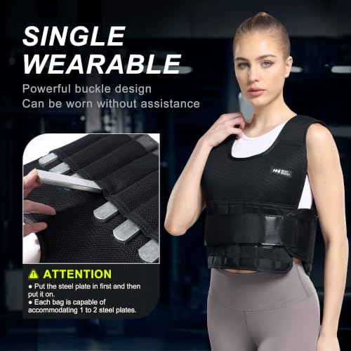 Beatboost Weighted Vest Men,20lb/30lb/40lb/50lb/60lb Adjustable Weight Vest - color: Black, size: 18LB