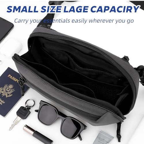 Crossbody Fanny Pack - 1.5L Small Sling Bag Water Resistant Handled Pouch with Adjustable Strap & D Ring for Travel Running Hiking EDC,Grey - color: Grey