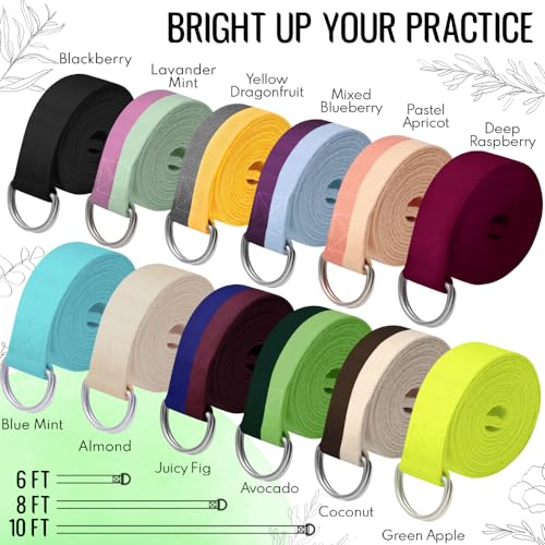 TECEUM 2 IN 1 Yoga & Mat Strap for Stretching – Cotton – 6/8/10 ft - color: Lavender Green, size: 8 ft