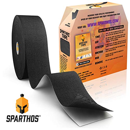 Sparthos Kinesiology Tape Roll - Uncut KT Kinesio Tape, 115 ft Bulk - Black - color: Midnight Black