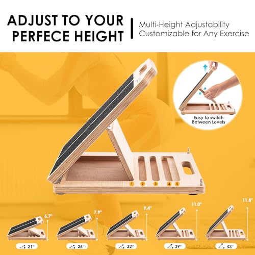 Wooden Slant Board for Calf Stretching,Adjustabl
