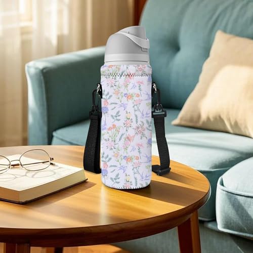 RICHEN Neoprene Water Bottle Carrier Bag with Adjustable Shoulder Strap,Insulated Water Bottle Cover for Stainless Steel/Glass/Plastic Bottles - color: BC55, size: 750ml