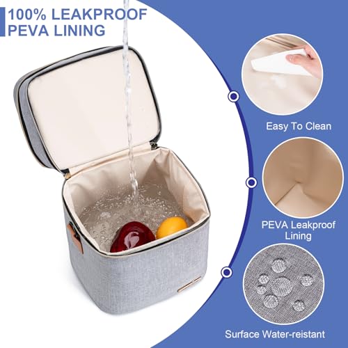 Breastmilk Cooler Bag with Ice Pack Fits 6 Baby Bottles Up to 9 Ounce, Double Deck Leak-Proof Baby Bottles Bag with Shoulder Strap for Nursing & Working Mom, - color: Grey