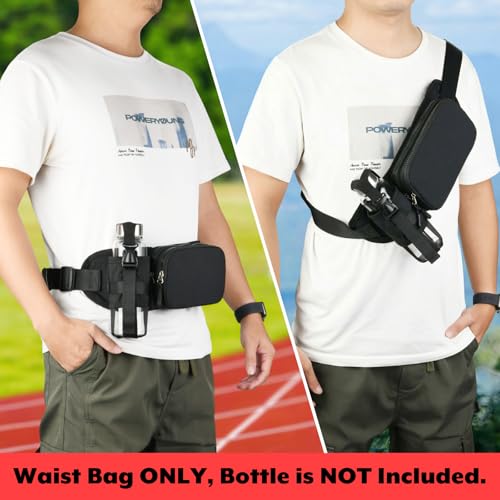 Fanny Pack Waist Bag with Water Bottle Holder, Adjustable Waist Pack Belt Pouch with Multiple Pockets for Outdoor Running Walking Hiking Camping Fishing Travel & Daily Carrying Accessories