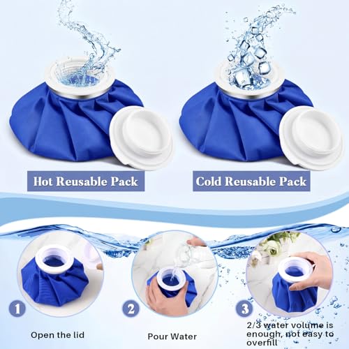 Honoson Reusable Ice Bags for Injuries 2 Pack, 6” Hot & Cold Ice Packs, Leak Proof Cold Compress for Pain Relief, Swelling, Sprains, Headache, Fever & Summer Cooling Relief, Toothache(Deep Blue) - color: Deep Blue