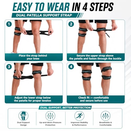 LOVIATA1 Pack Green Dual Patella Knee Strap, Knee Pain Relief Support - color: Green