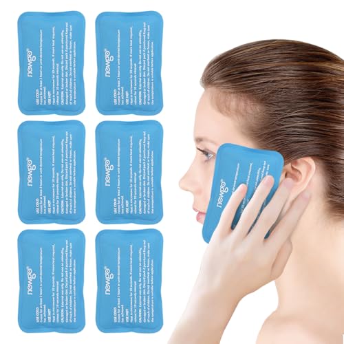 NEWGO Mini Ice Packs, Reusable Cold Gel for Pain Relief, 6 Pack