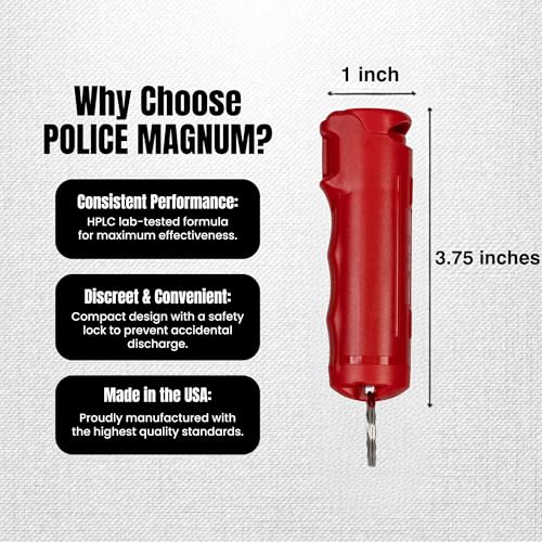 Police Magnum Keychain Pepper Spray Flip Top Safety 2 Pack 1/2oz - Maximum Heat Strength OC with Dye - Tactical Small Compact Case Holder - for Women & Men's Self Defense - Made in The USA - color: RED