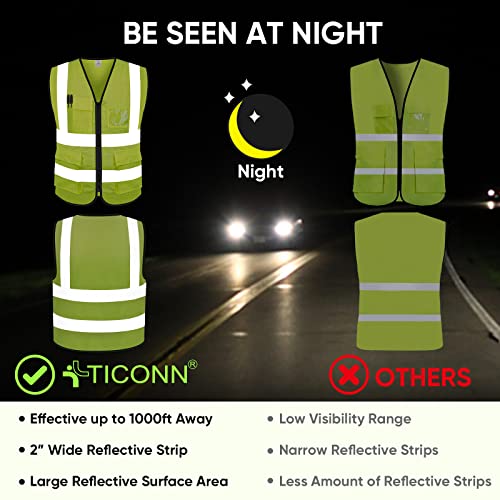 TICONN High Visibility Reflective Safety Vest for Men & Women, ANSI Class 2 - color: Yellow, size: XX-Large