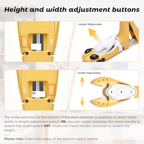 2 Piece Shoe Stretcher Boot Stretcher for Men & Women, 3-Way Shoe Widener - color: Yellow, size: Men 6.5-8.5,Women 8-10