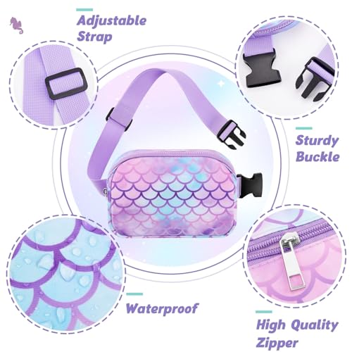 WAWSAM Fanny Pack Kids Belt Bag, Mermaid Crossbody Bag with Adjustable Belt - color: Mermaid