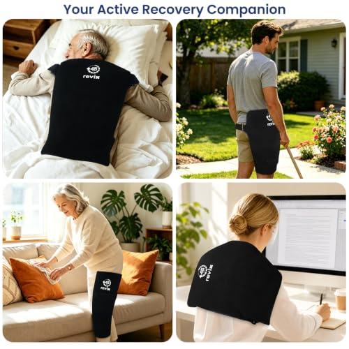 REVIX 45-Min Cooling Full Back Ice Packs, Reusable Gel Ice Wrap for Back - color: Black - With Ice Grid Gel