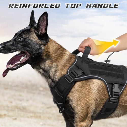 WINGOIN Black Tactical Dog Harness for Extra Large Dogs,No Pull Dog Harness - color: Black, size: XX-Large: 110-160 lbs (Chest:36-43",Neck:26-37")