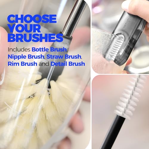 Holikme 6 Pack Bottle Brush 14" Stainless Steel Straw Cleaner Brush,Yellow - color: Yellow, size: 6Pack