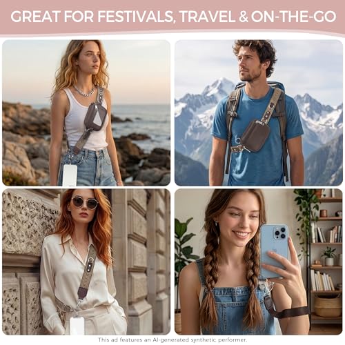 Phone Lanyard Wallet Crossbody Strap To Save The Bag For Girls - color: Coffee