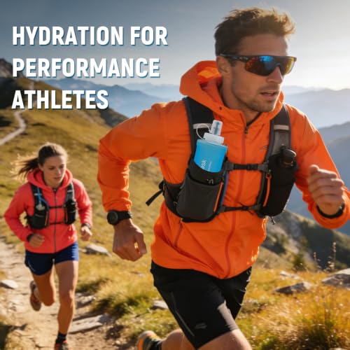 Soft Flask 700ML Blue for Hydration Pack, Running Vest, Leak-Proof Folding, Reusable