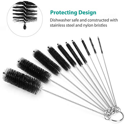 CiaraQ Bottle Cleaning Brushes, 8 Inch Nylon Tube Brush Set - color: Black, size: 8.0 Inch (10pcs)