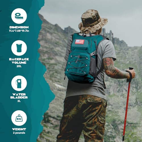 Maelstrom Lightweight Hydration Hiking Backpack with 2L/3L Water Bladder - color: 6.Cyan, size: 2L Bladder